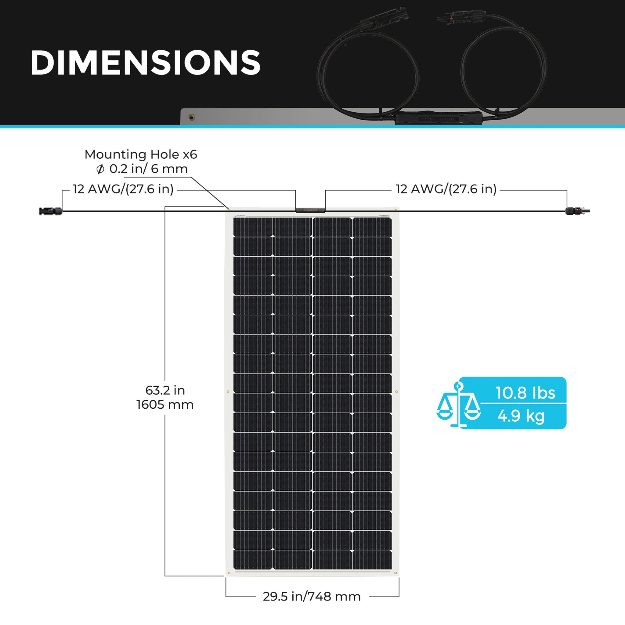 Renogy 200 Watt 12 Volt Flexible and Lightweight Monocrystalline Solar Panel