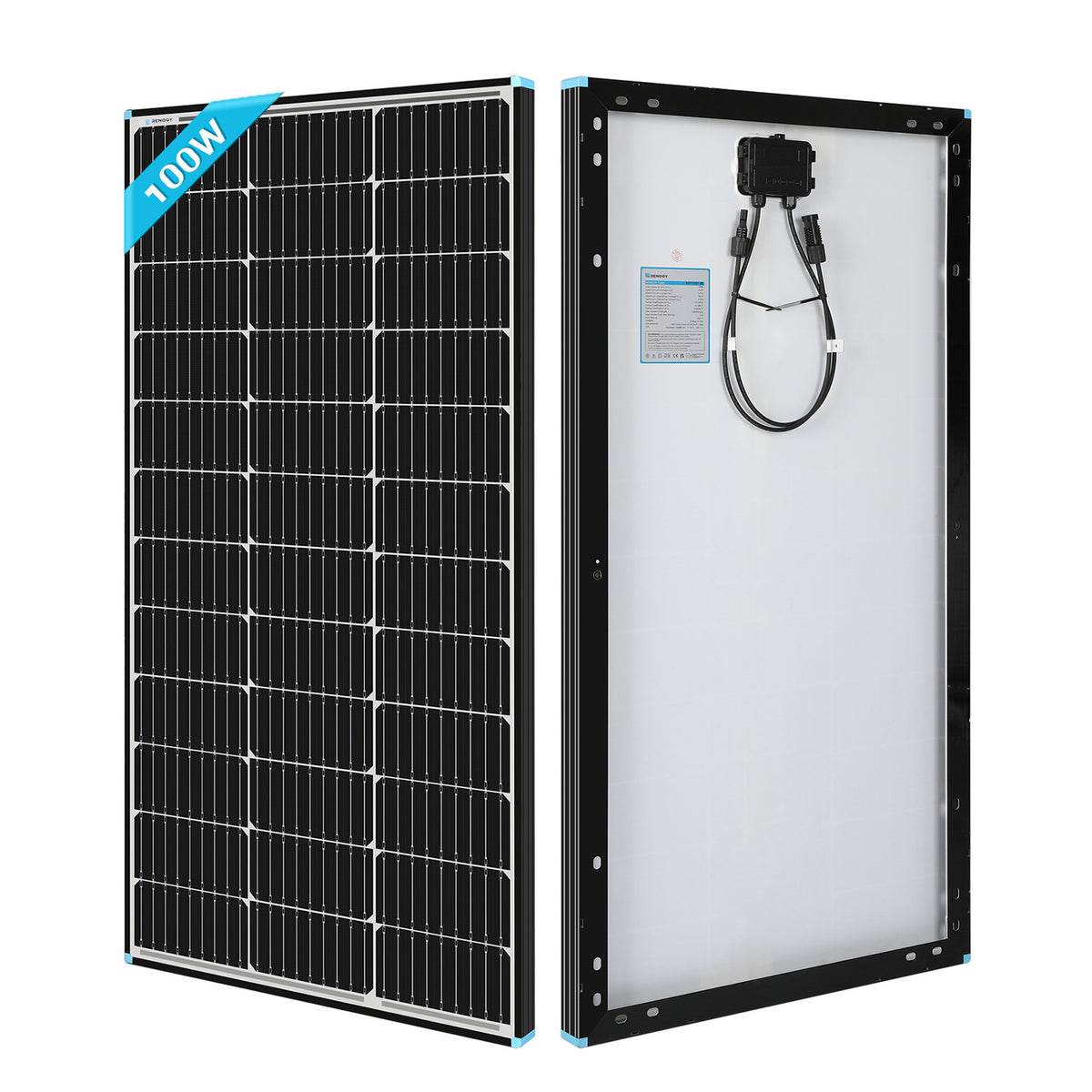 Renogy 100 Watt 12 Volt Monocrystalline Solar Panel (Black Frame)