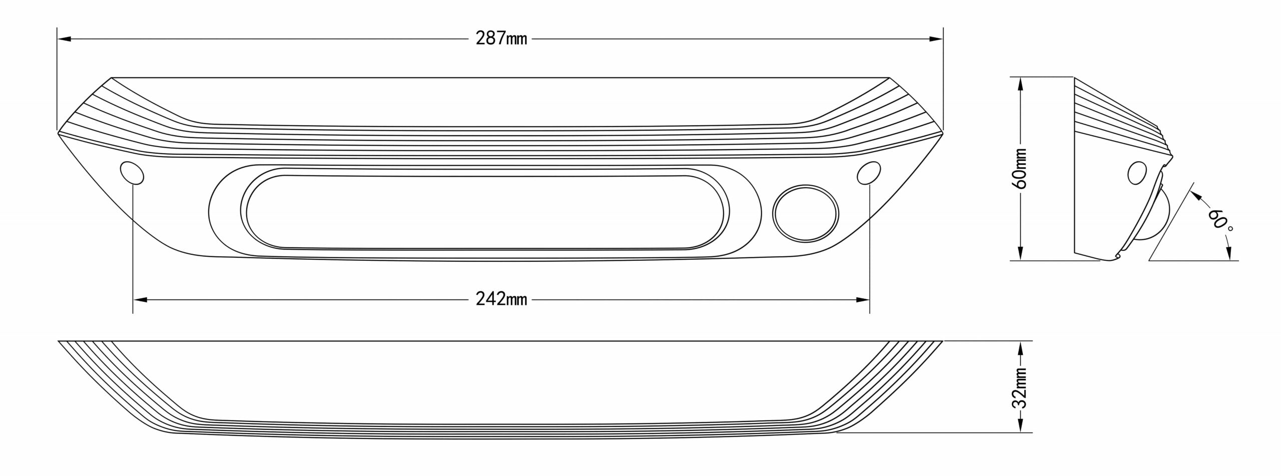 WHITE 287mm 12V LED AWNING LIGHT WITH WHITE LIGHTS IP67