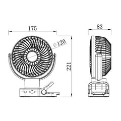 White USB Portable Camping Fan With LED Light And Remote Control