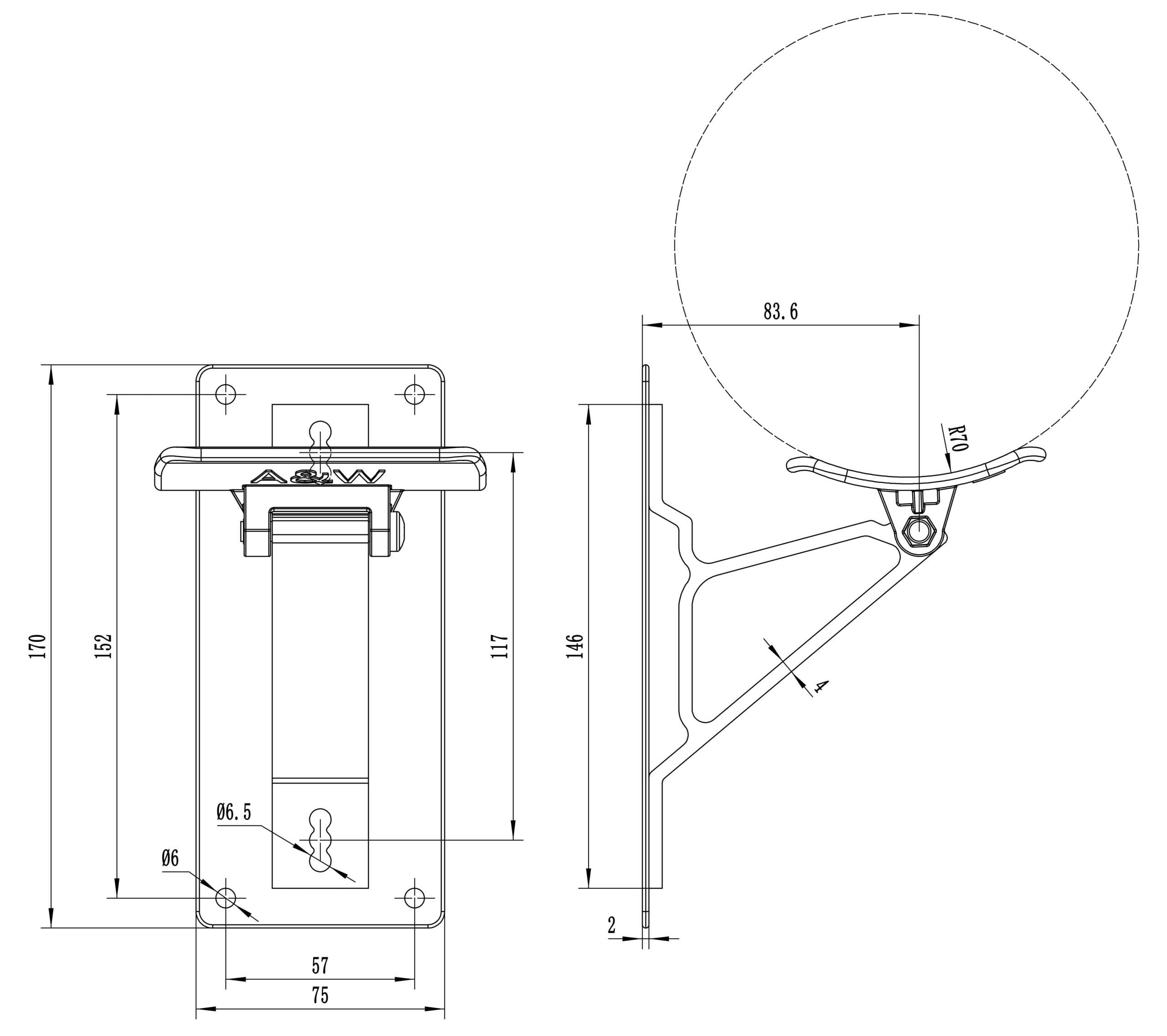 White RV Awning Support Cradle