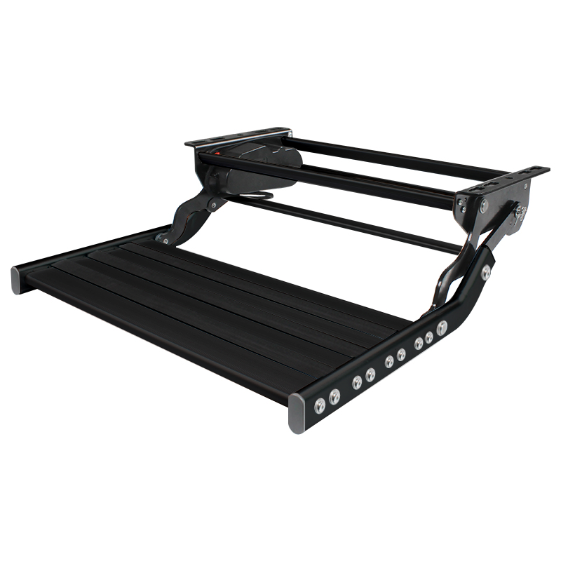 Black Single 12v Electric Caravan Step With LED Light