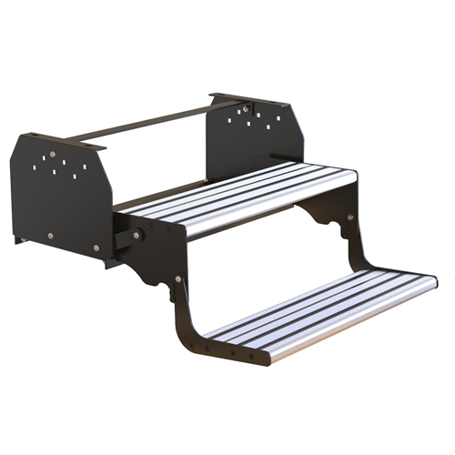 Double Black Steel Caravan Step With Aluminium Tread