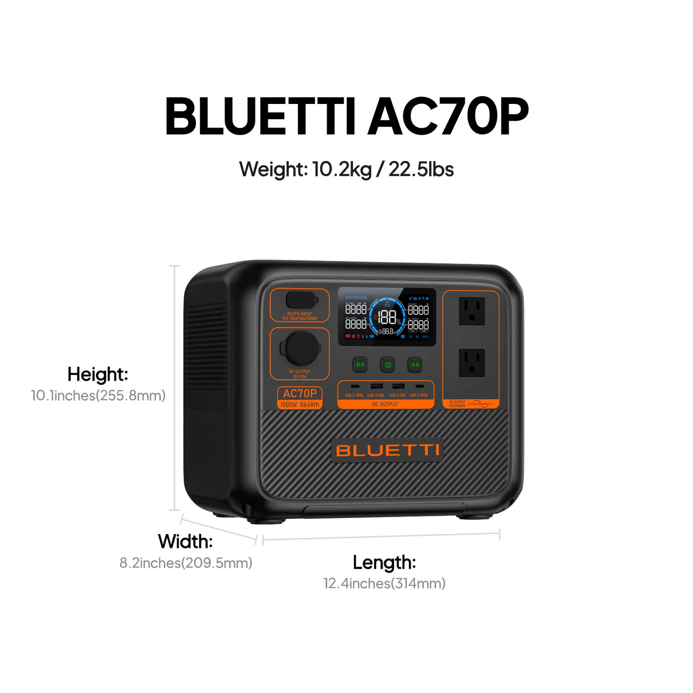 Bluetti AC70P Portable Power Station 864Wh