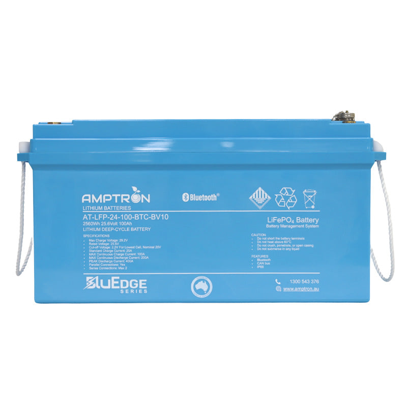 BluEdge 24V 100Ah / 200A Continuous Discharge LiFePO4 Battery with Bluetooth + RS485 + CAN bus