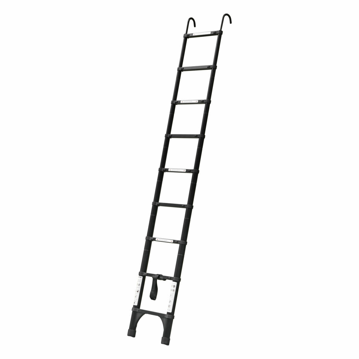 Black 2.6m Portable Telescopic Ladder With Hooks And Carry Bag