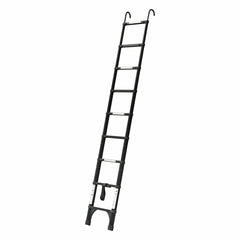 Black 2.6m Portable Telescopic Ladder With Hooks And Carry Bag