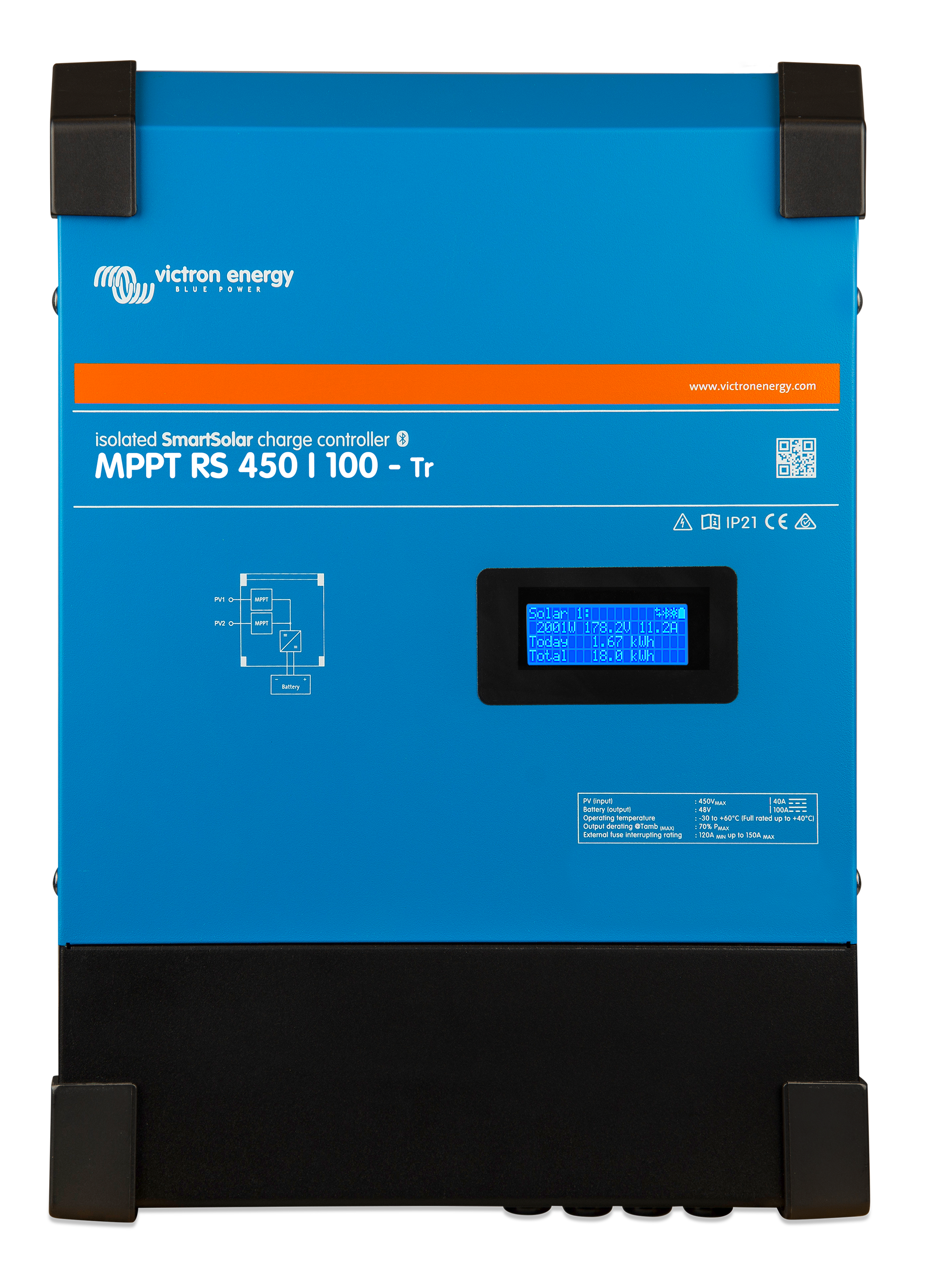 Victron SmartSolar 450/100 controller with Bluetooth monitoring
