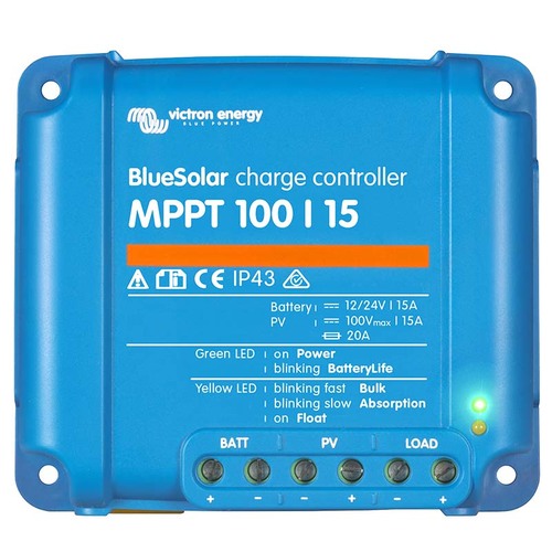 Victron BlueSolar MPPT 100/15 Charge Controller front view
