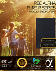 REC Solar 420 Watt ALPHA PURE R 30mm Black Frame Solar Panel