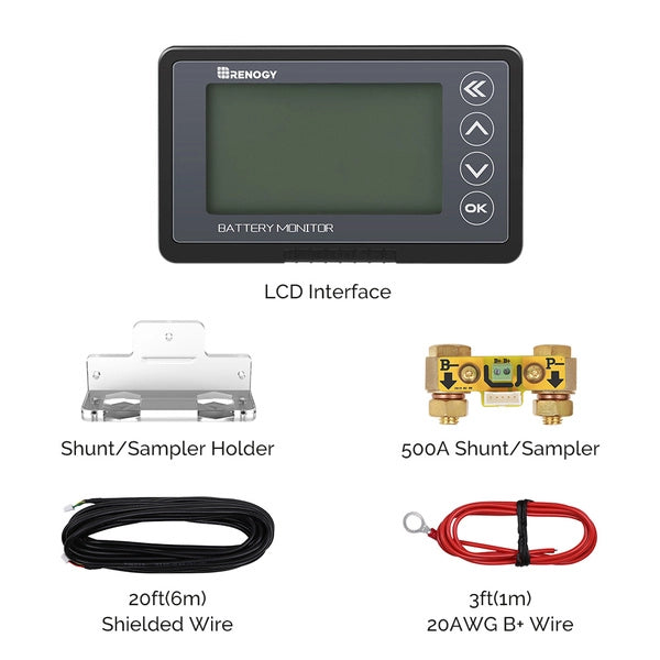 Easy-to-read LCD screen on Renogy Battery Monitor