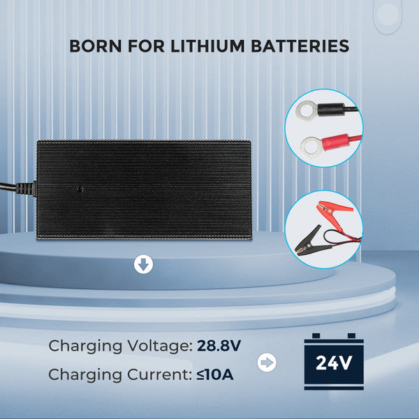 240V Mains Charger | Renogy | 10A 240V AC to 24V DC LFP Portable Battery Charger