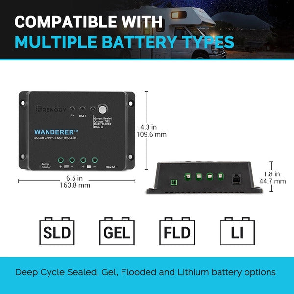 Solar Controller | Renogy | Wanderer Li 30A PWM Solar Charge Controller