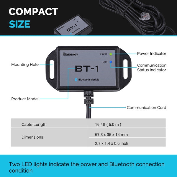 Control/Monitor | Renogy | BT-1 Bluetooth Module for Renogy Products w/ RS232 Port