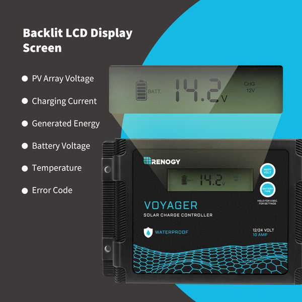 Solar Controller | Renogy | New Edition Voyager 20A PWM Waterproof Solar Charge Controller