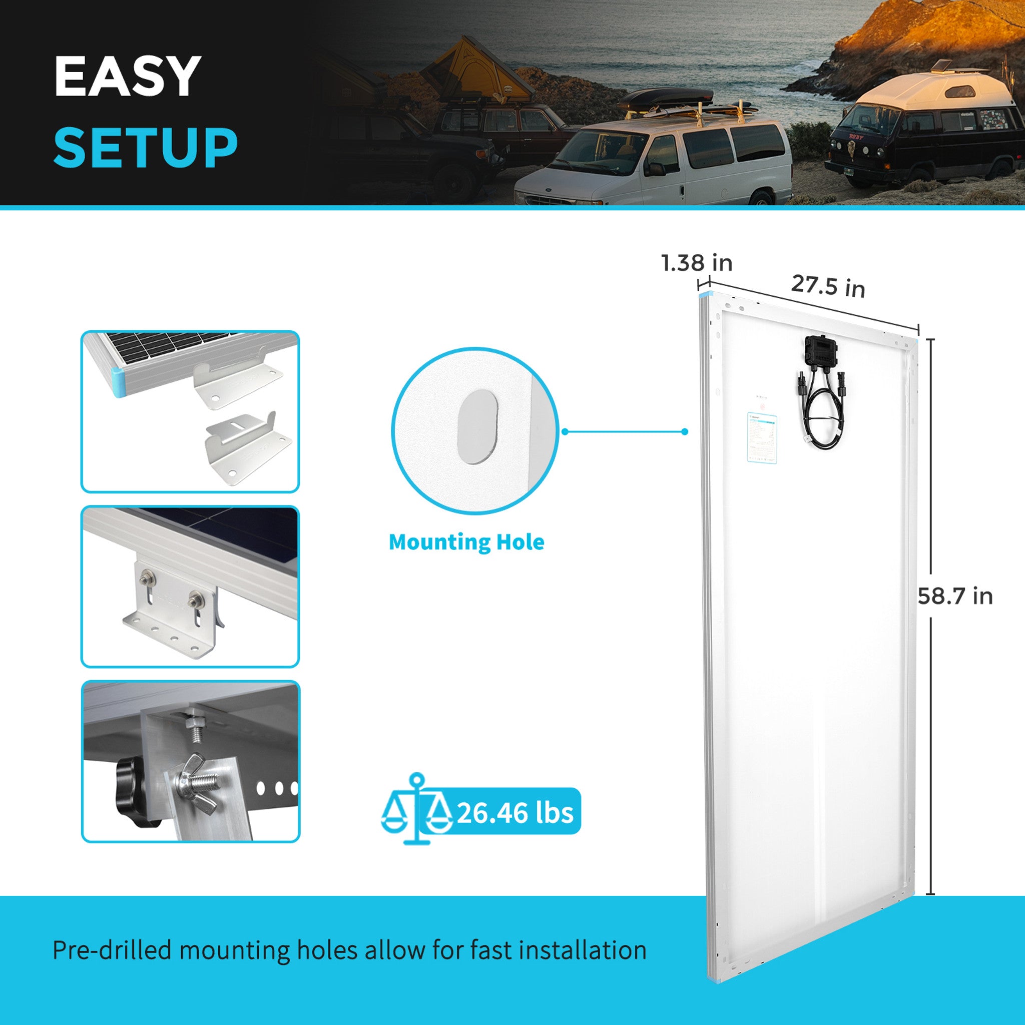 Renogy solar panel featuring weather-resistant construction