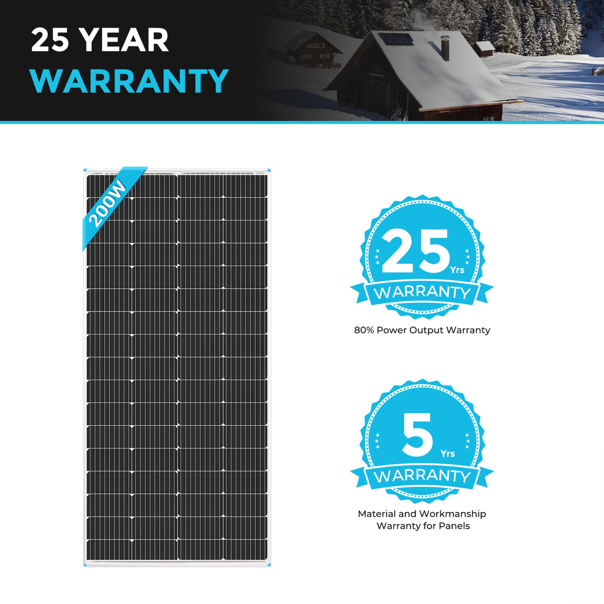 “Monocrystalline 200W solar panel for 12V systems